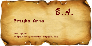 Brtyka Anna névjegykártya